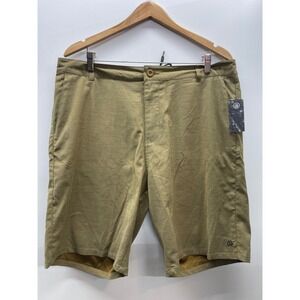 Free World Hybrid Stretch Shorts‎ Mens 36 Olive Green Water Land Casual Outdoor